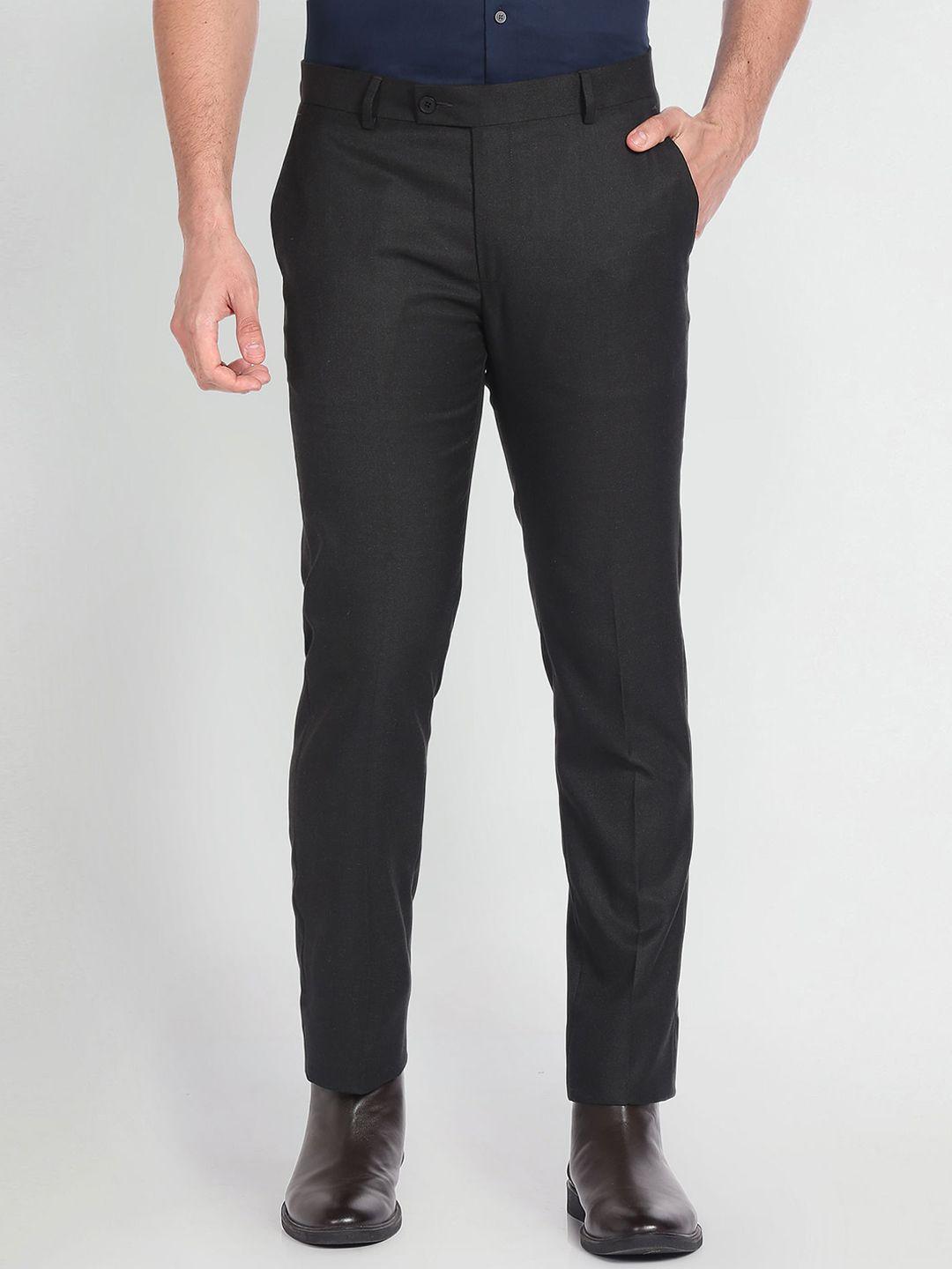 arrow men mid-rise twill formal trousers