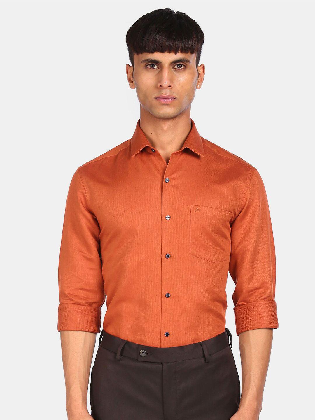 arrow men orange slim fit casual shirt