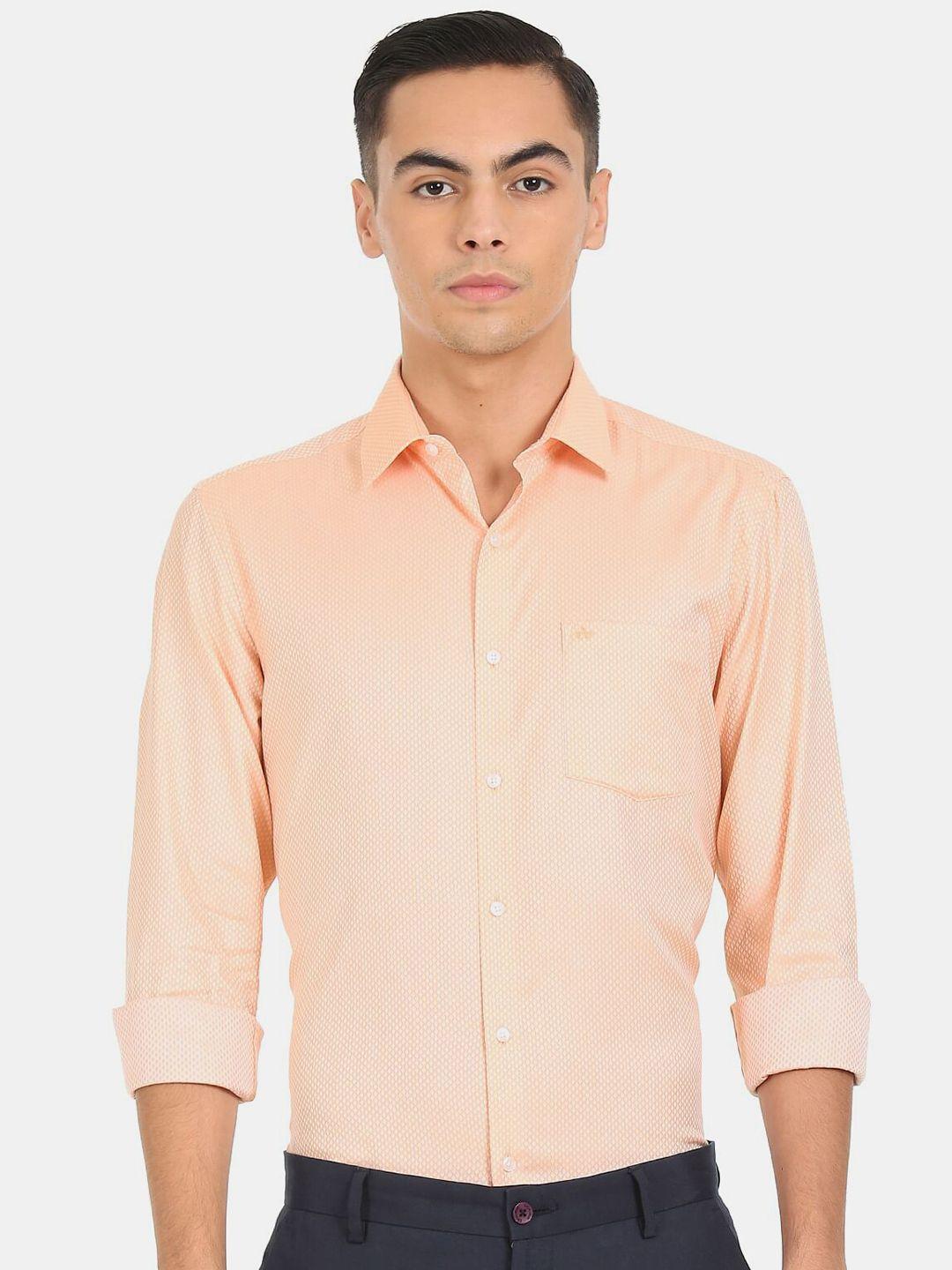 arrow men orange slim fit cotton formal shirt