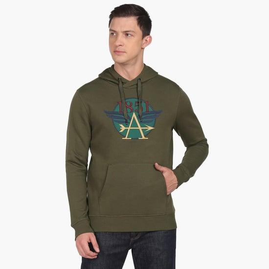 arrow men premium appliqued hooded sweatshirt