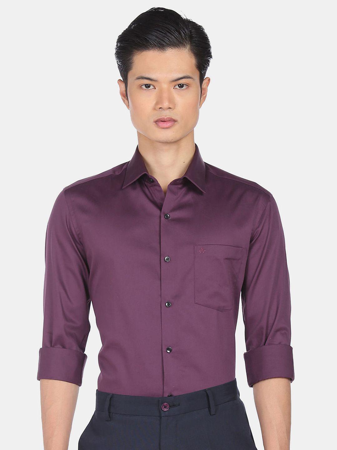 arrow men purple manhattan slim fit cotton formal shirt