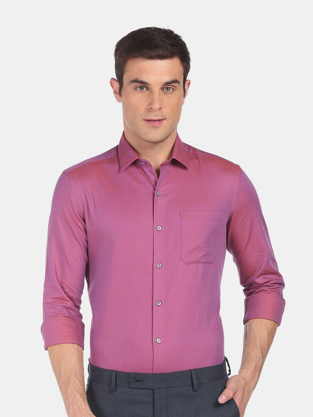 arrow men purple slim fit casual shirt