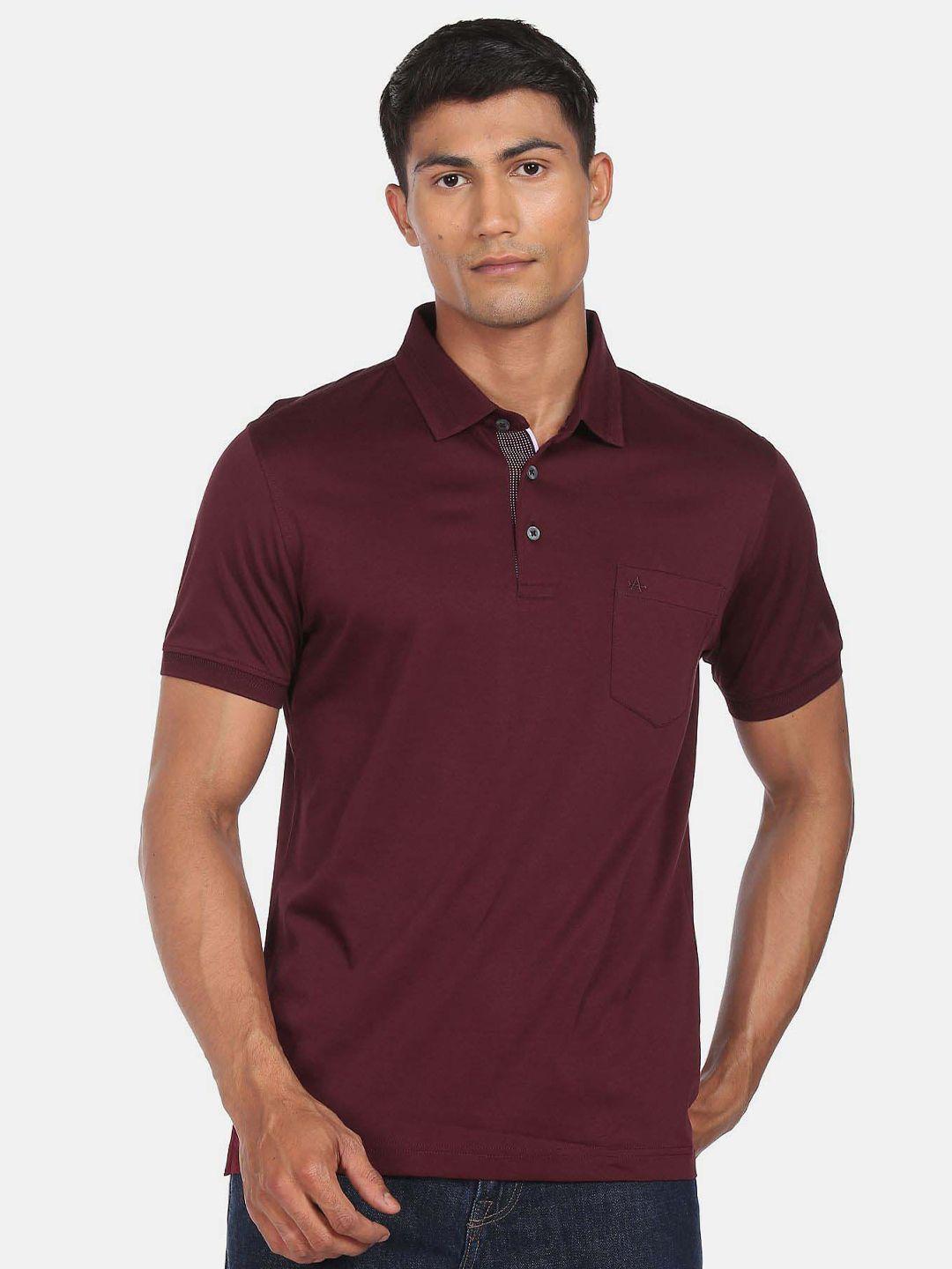 arrow men red polo collar cotton t-shirt