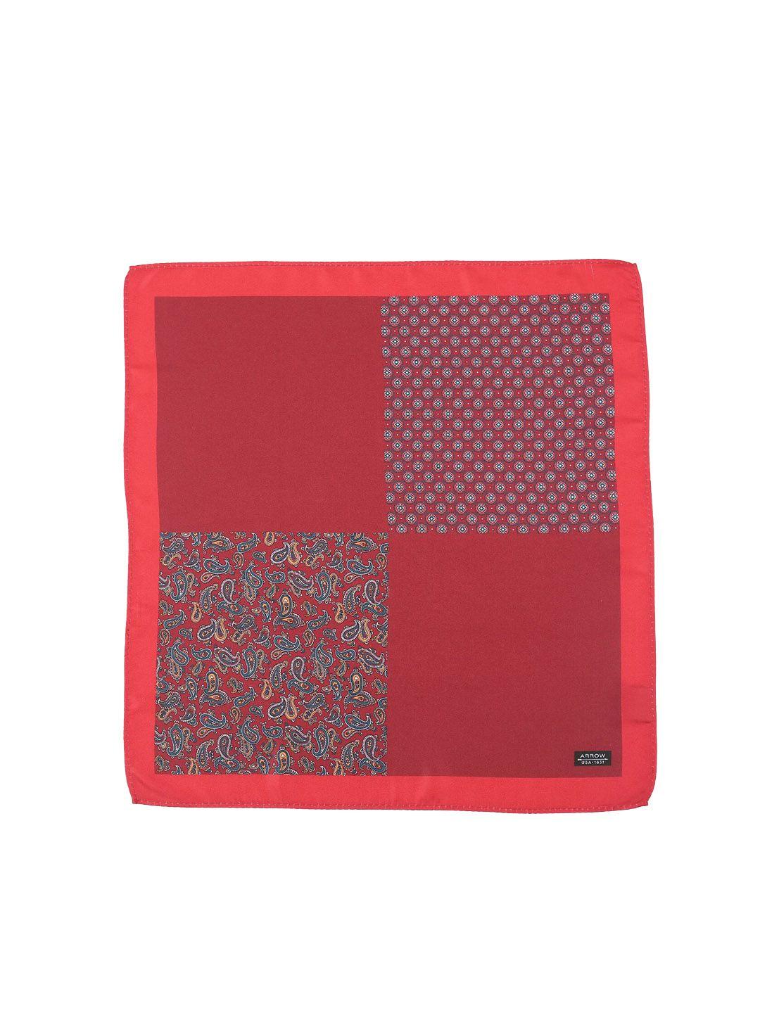 arrow men red printed pocket square