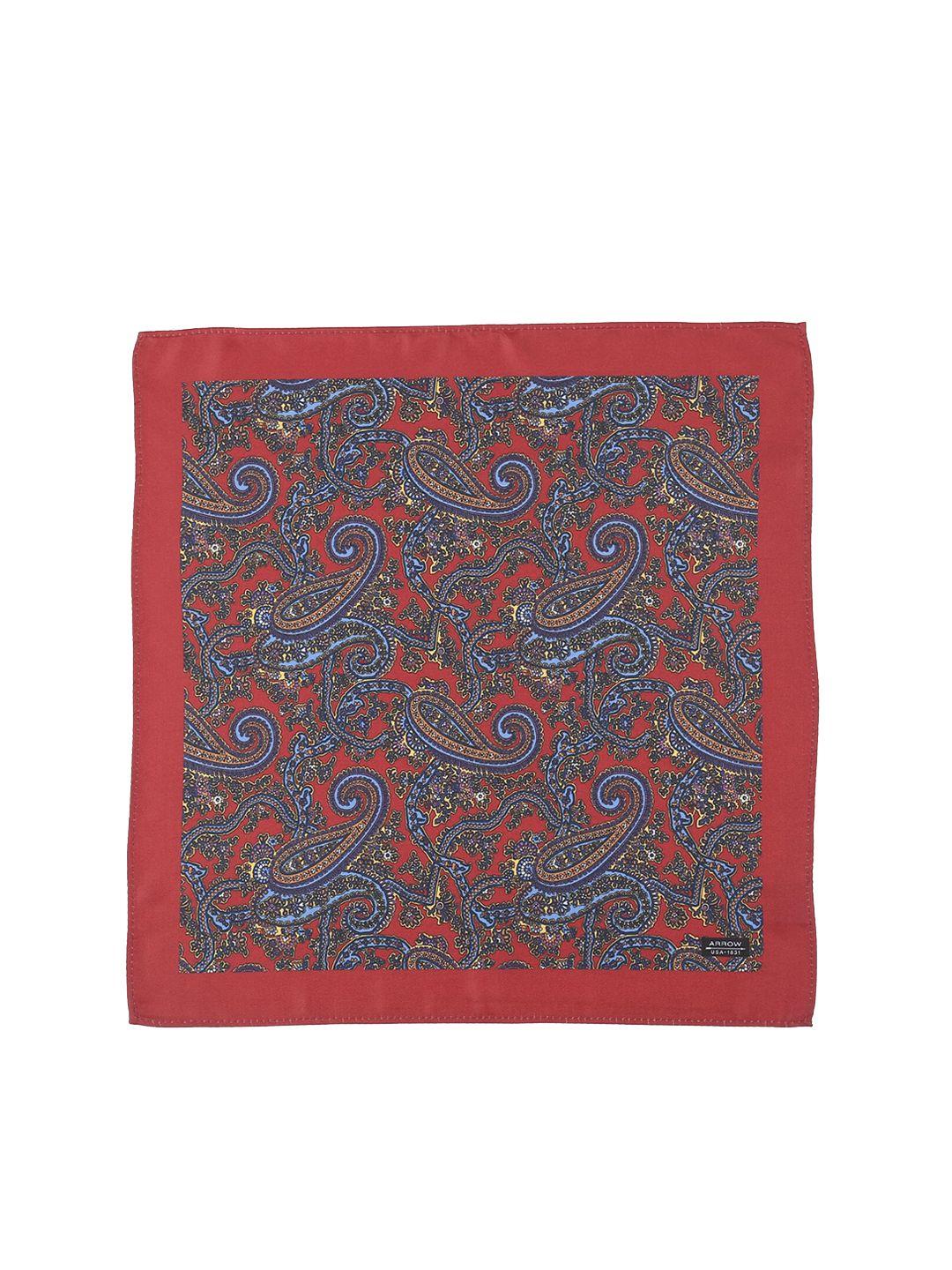 arrow men red printed pocket squares