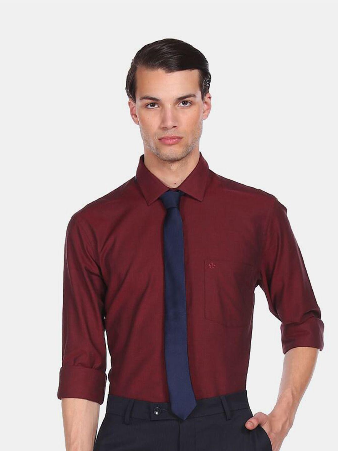 arrow men red pure cotton formal shirt