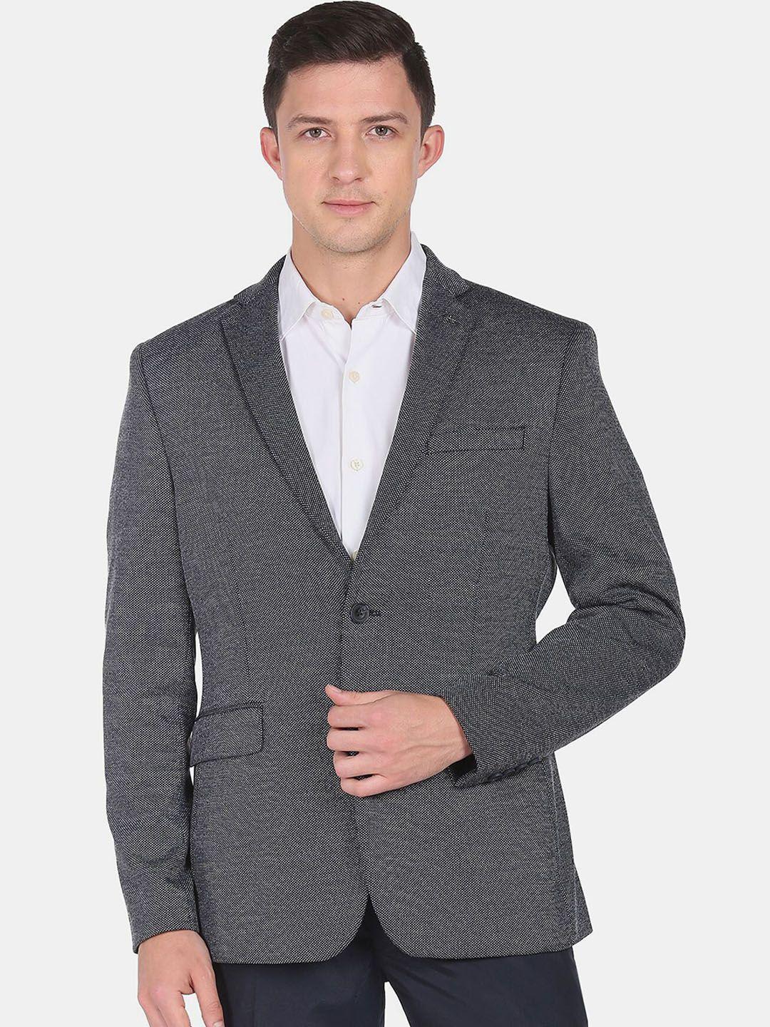 arrow men self-design slim-fit single-breasted formal blazer