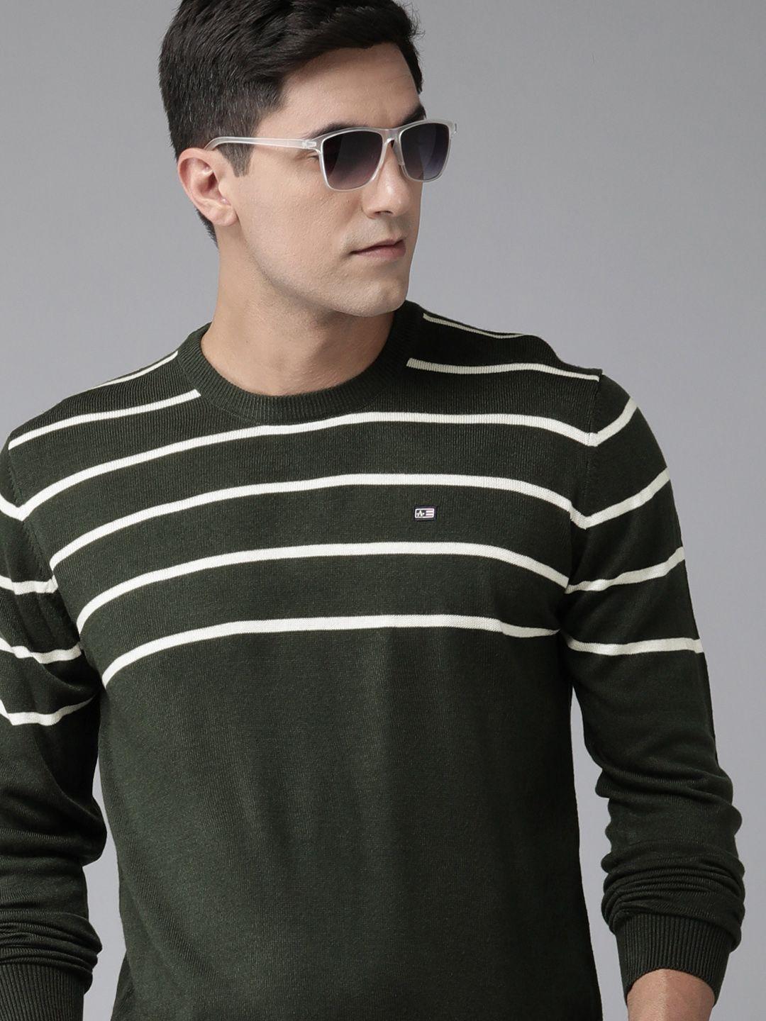 arrow men striped acrylic pullover