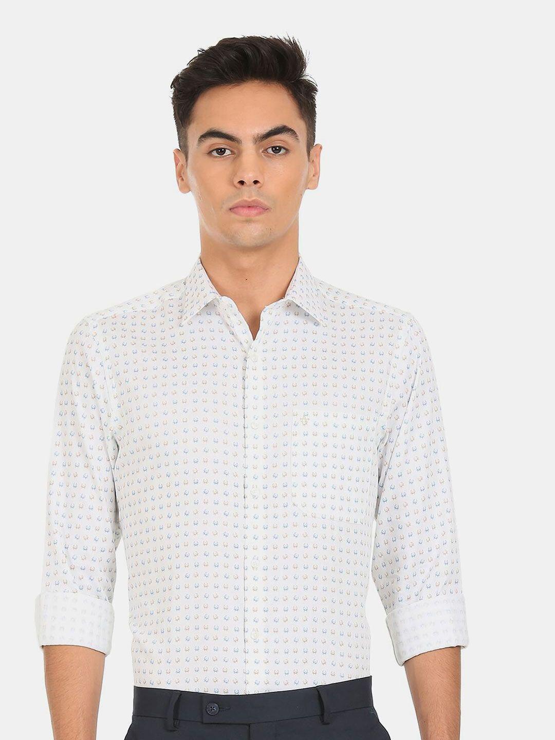 arrow men white printed casual shirt