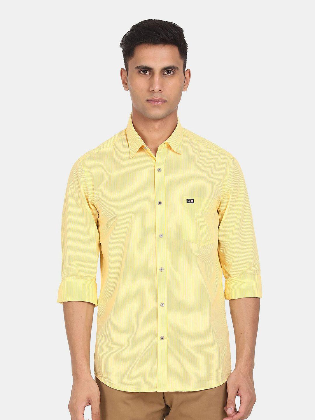 arrow men yellow cotton casual shirt