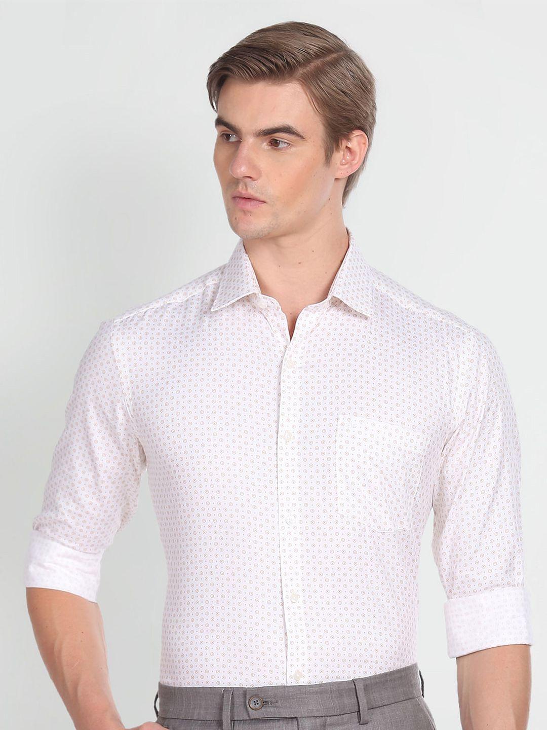 arrow micro ditsy printed spread collar pure cotton slim fit casual shirt