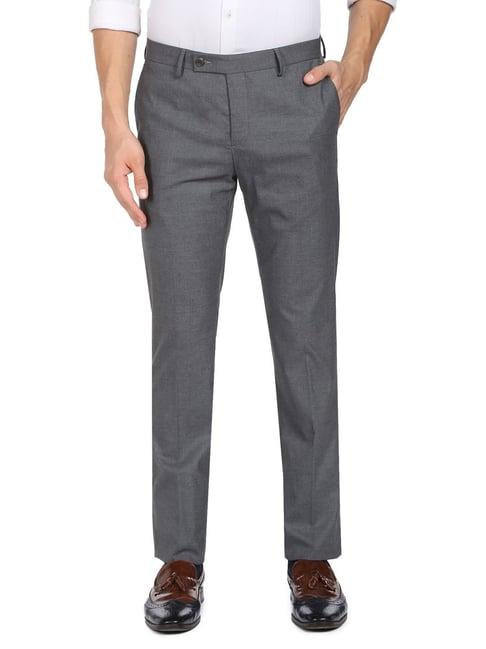 arrow mid grey regular fit trousers