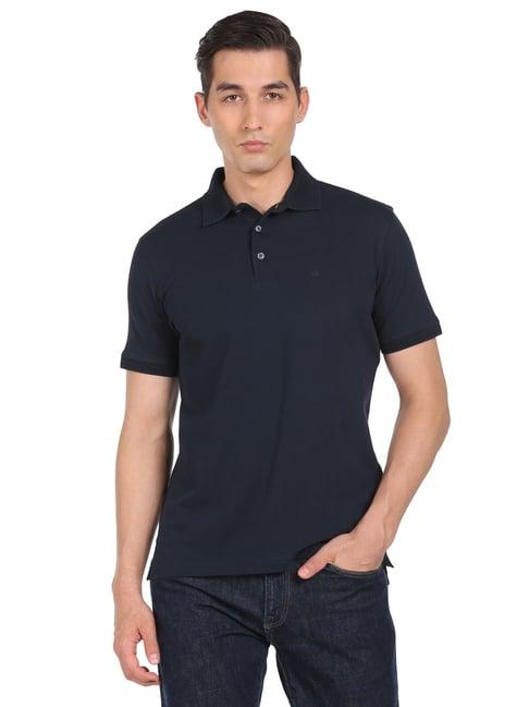 arrow navy cotton regular fit polo t-shirt
