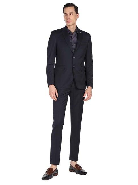 arrow navy regular fit notch lapel two piece suit