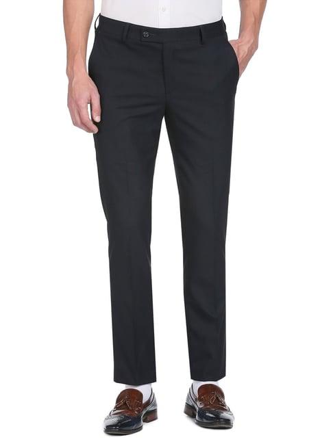 arrow navy regular fit trousers