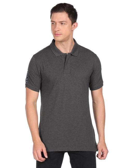 arrow new york black cotton regular fit polo t-shirts