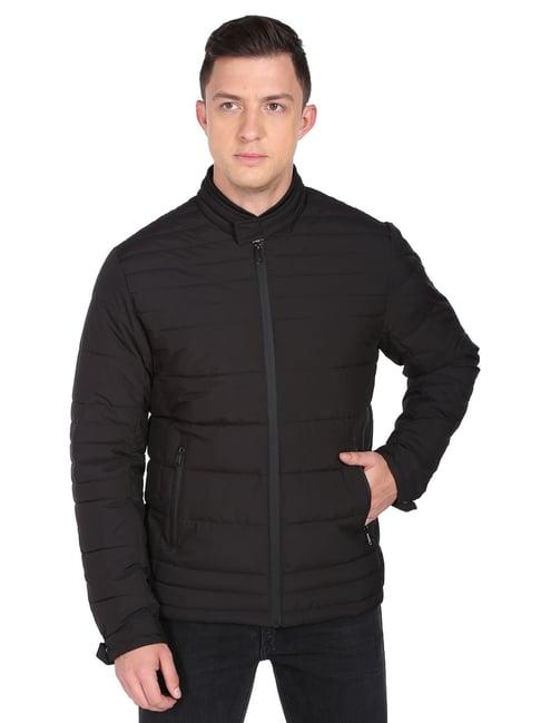arrow new york black regular fit quilted jacket