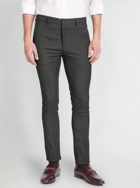 arrow new york black slim fit trousers