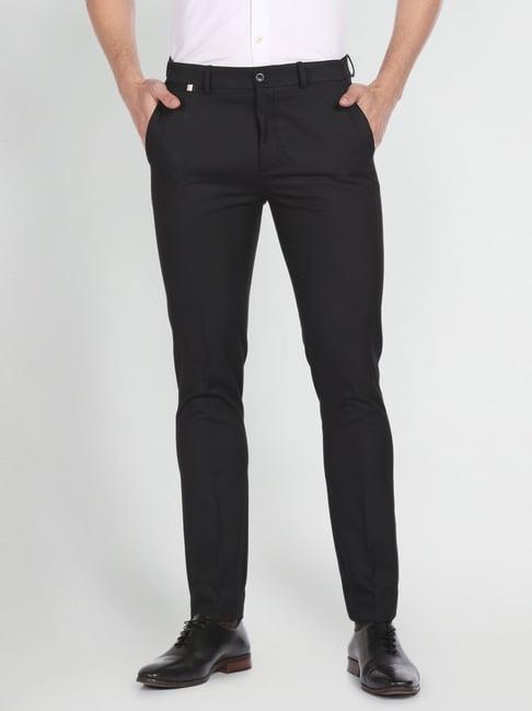 arrow new york black slim fit trousers