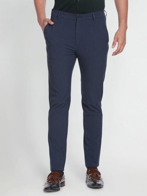 arrow new york blue slim fit trousers