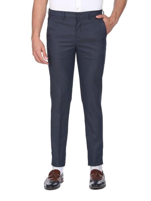 arrow new york blue slim fit trousers