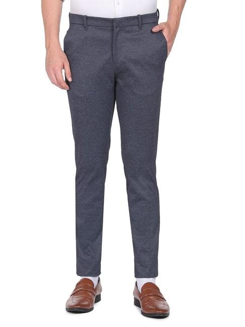 arrow new york blue slim fit trousers