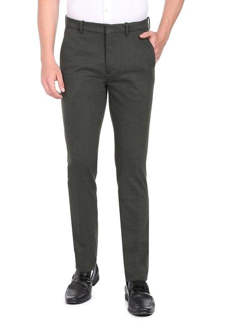 arrow new york dark olive slim fit trousers