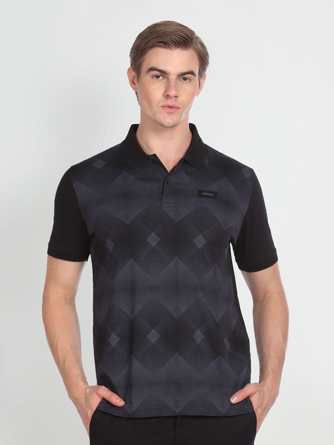 arrow new york geometric printed polo collar pure cotton t-shirt