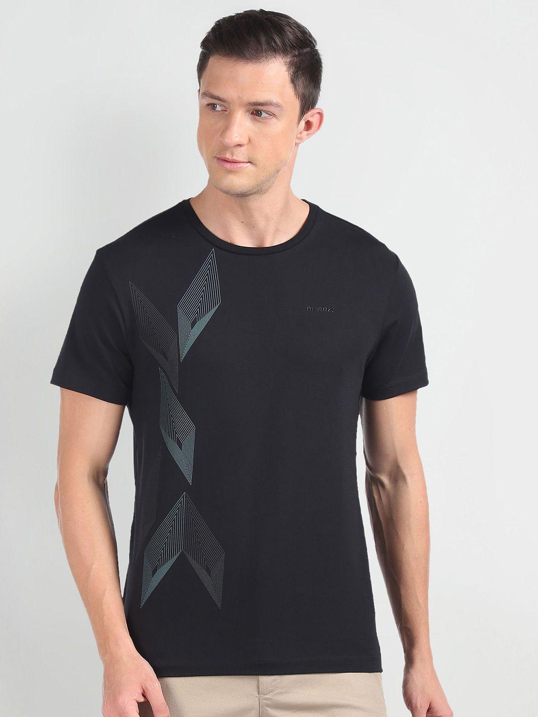 arrow new york geometric printed pure cotton t-shirt