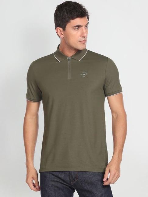 arrow new york green cotton regular fit polo t-shirt