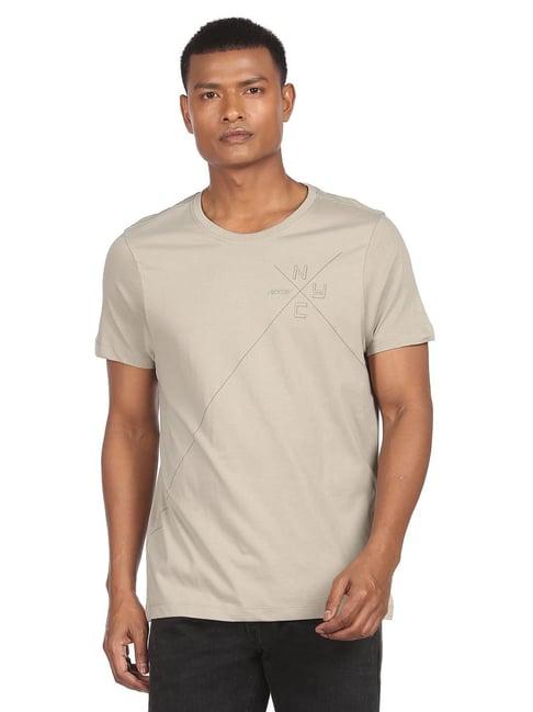 arrow new york green cotton regular fit printed t-shirt