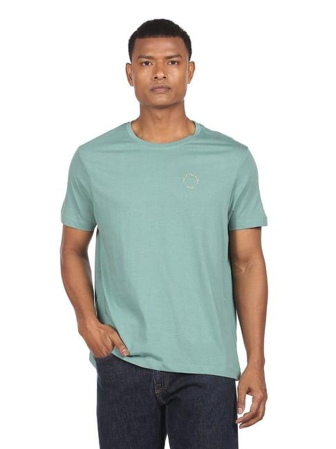 arrow new york green cotton regular fit t-shirt