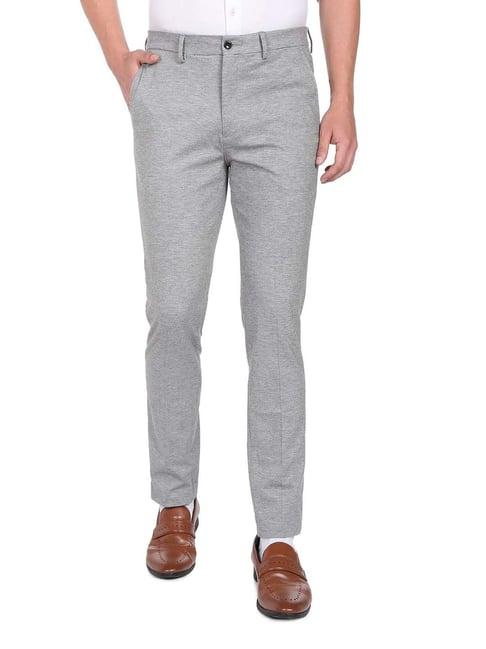 arrow new york grey regular fit flat front trousers