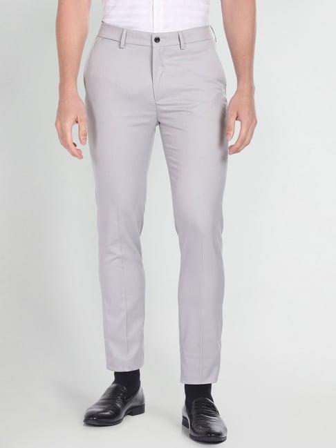 arrow new york grey slim fit trousers