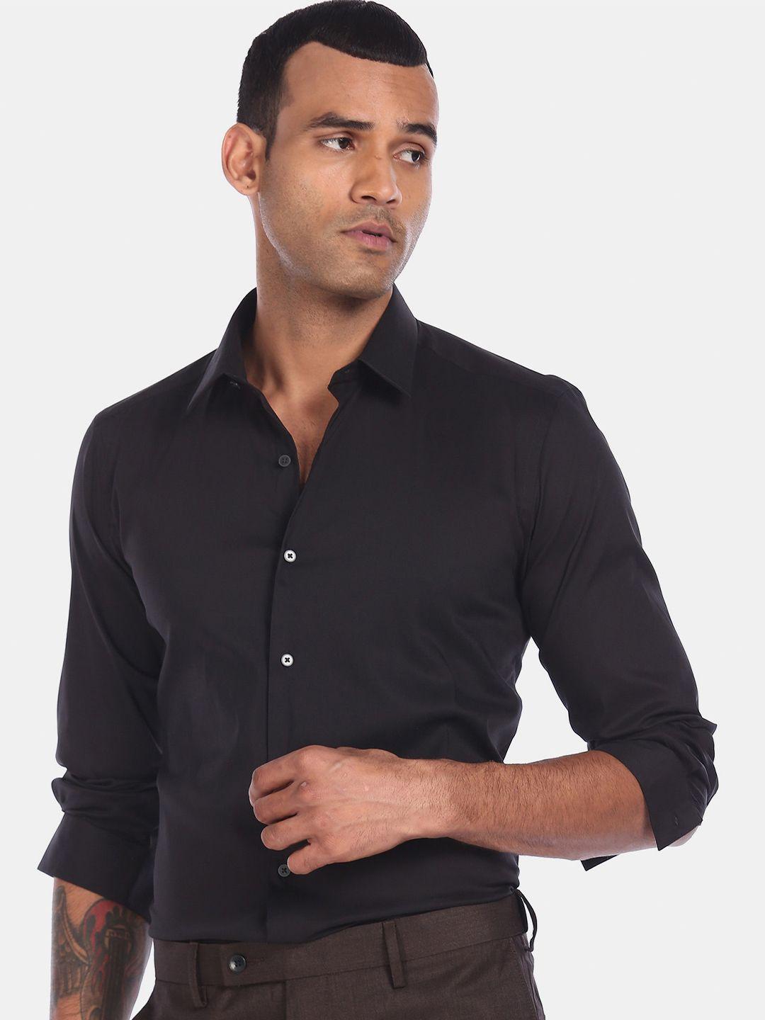 arrow new york men black slim fit opaque formal shirt