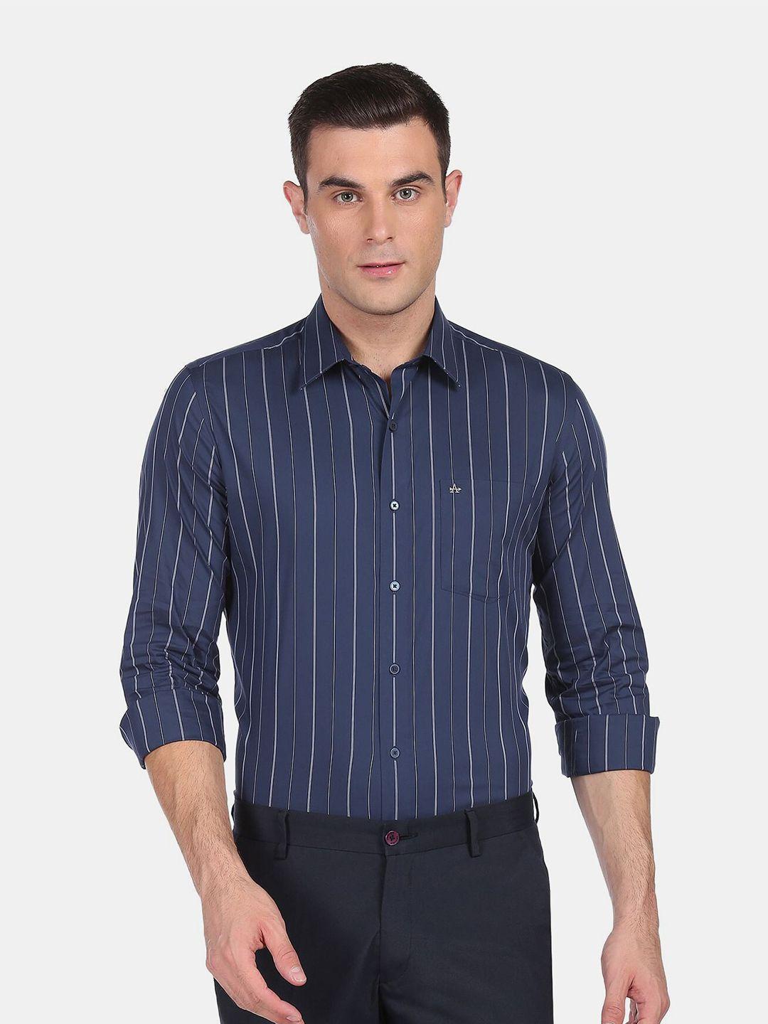 arrow new york men blue slim fit striped full sleeve casual shirt