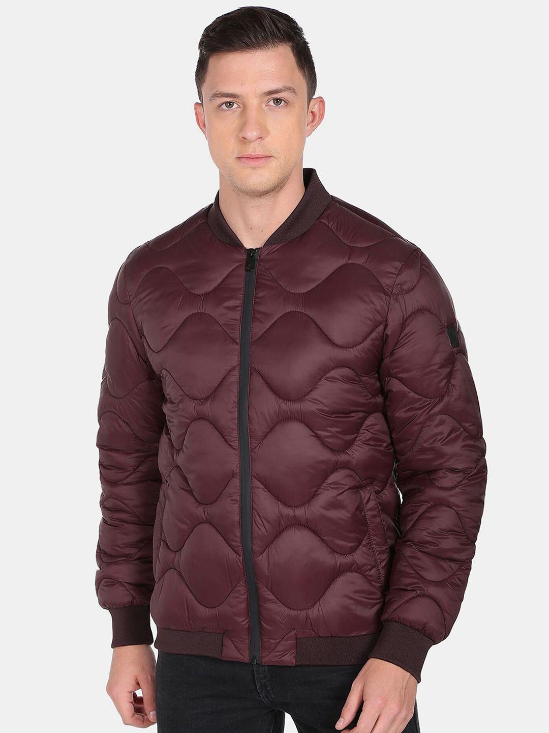 arrow new york men burgundy solid nylon padded jacket