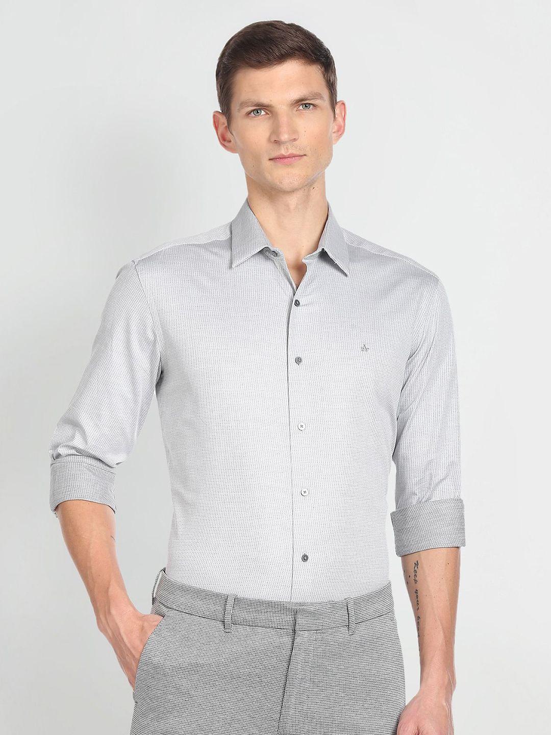 arrow new york men grey slim fit opaque casual shirt