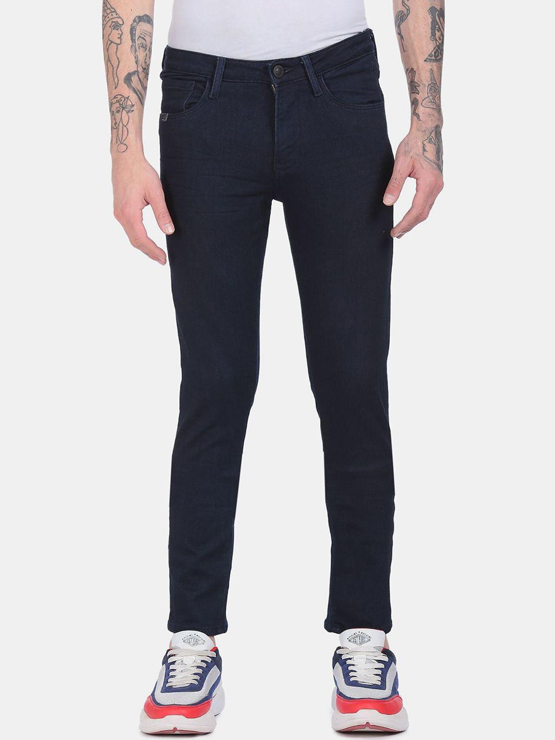 arrow new york men navy blue slim fit cotton jeans