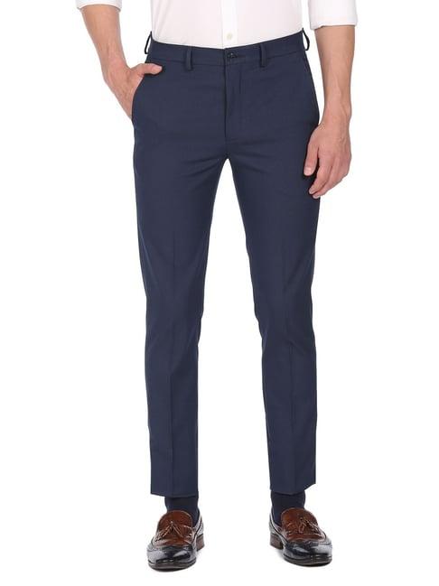 arrow new york navy slim fit trousers