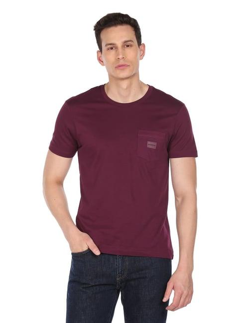 arrow new york purple cotton regular fit t-shirt