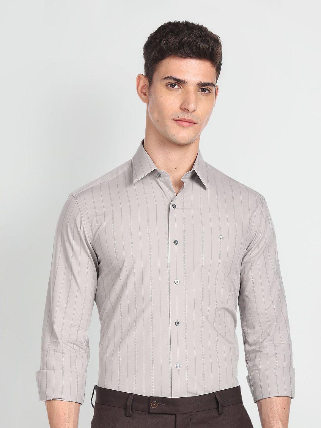 arrow new york slim fit striped pure cotton formal shirt