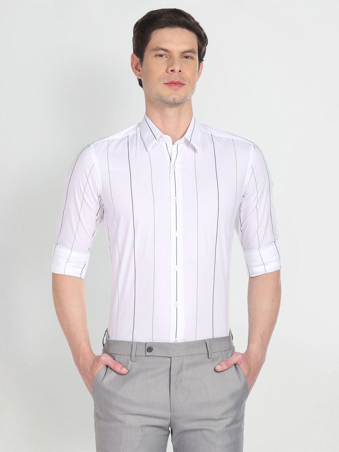 arrow new york slim fit striped twill formal shirt