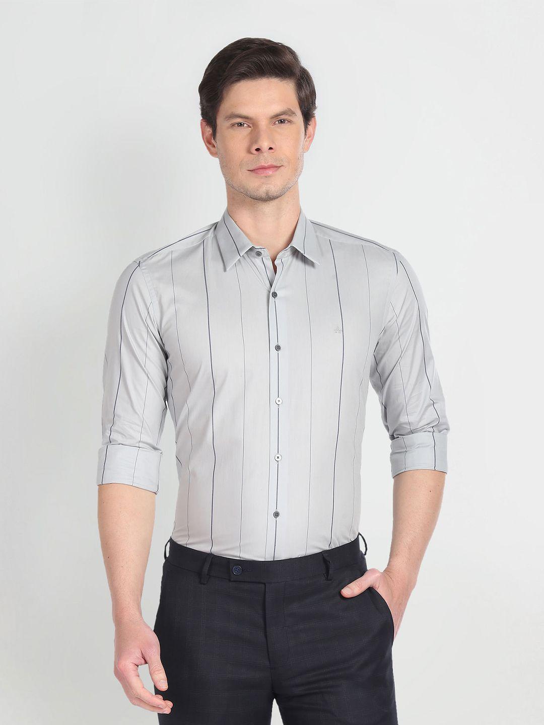 arrow new york slim fit vertical stripes twill pure cotton formal shirt