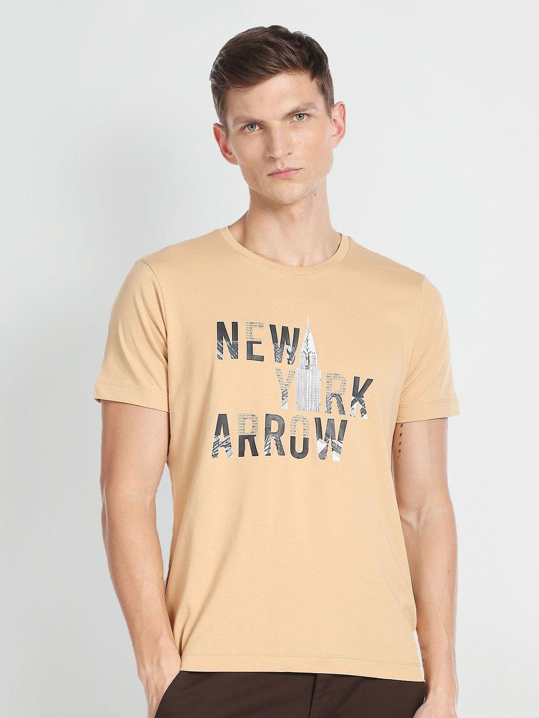 arrow new york typography printed cotton t-shirt
