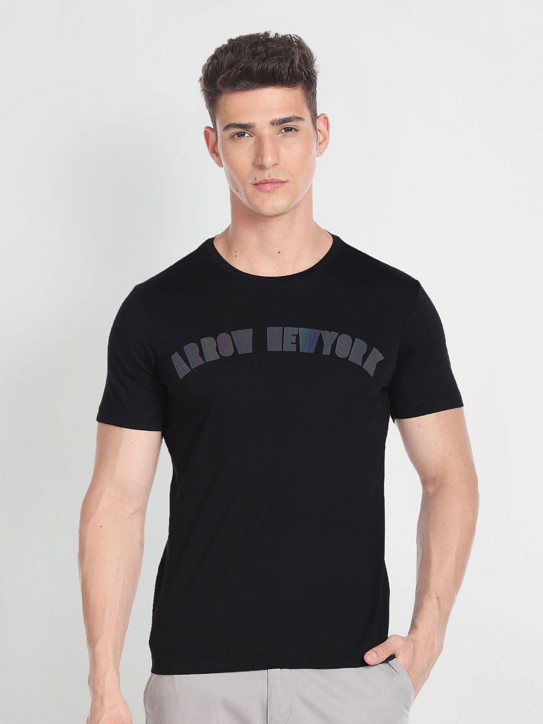 arrow new york typography printed cotton t-shirt