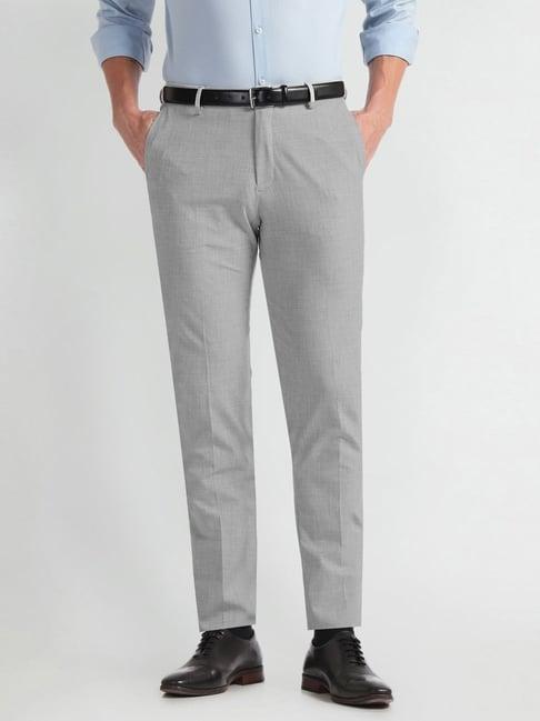 arrow newyork grey slim fit trousers