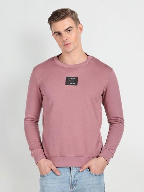 arrow newyork pink cotton regular fit sweatshirt