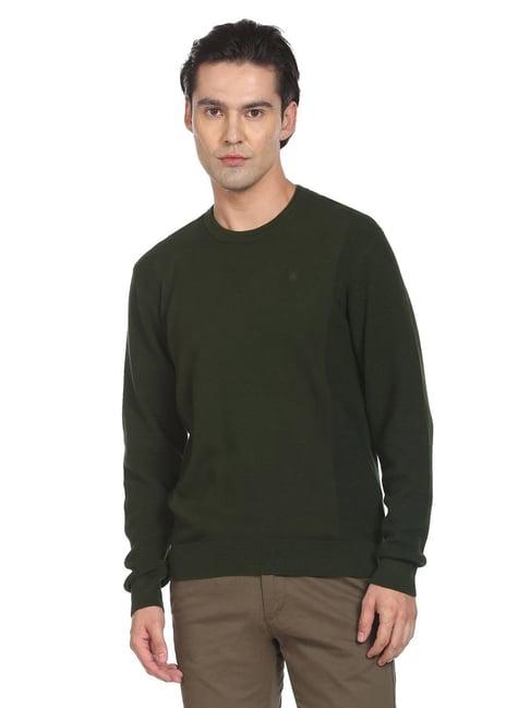 arrow olive cotton regular fit sweaters