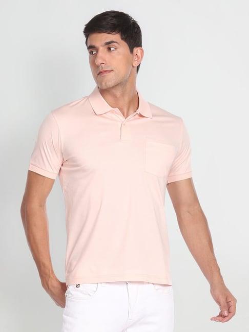 arrow orange cotton regular fit polo t-shirt